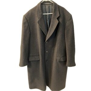 Men’s black wool coat, ‘Made in Croatia.’  Photos with measurements posted.